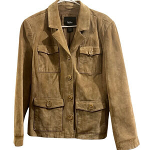 Vintage Mossimo Suede Leather Button Down Jacket Classic Tan Brown Size Large